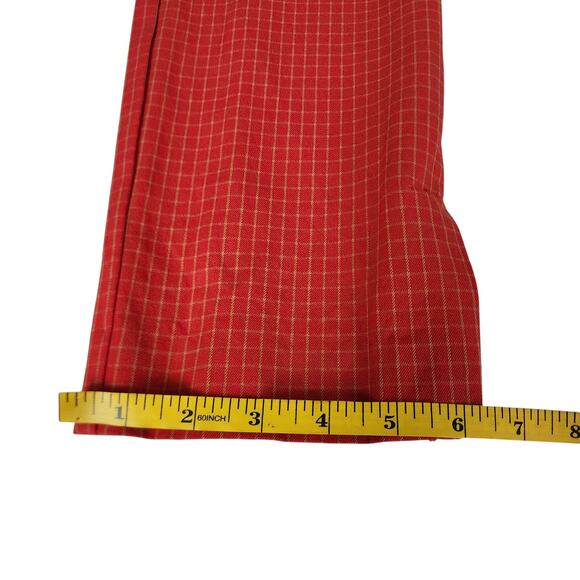 Anthropologie Womens The Essential Slim Trousers Size 8 Red Rouge Windowpane - Picture 14 of 14